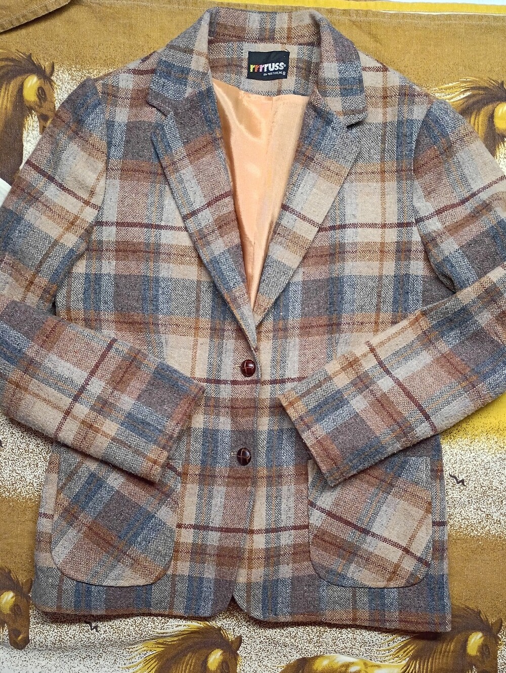 Rrrruss Togs Vintage Union Tag  Plaid Wool-Blend Women's Blazer